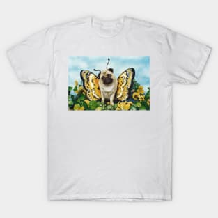 Butterfly Pug Dog T-Shirt